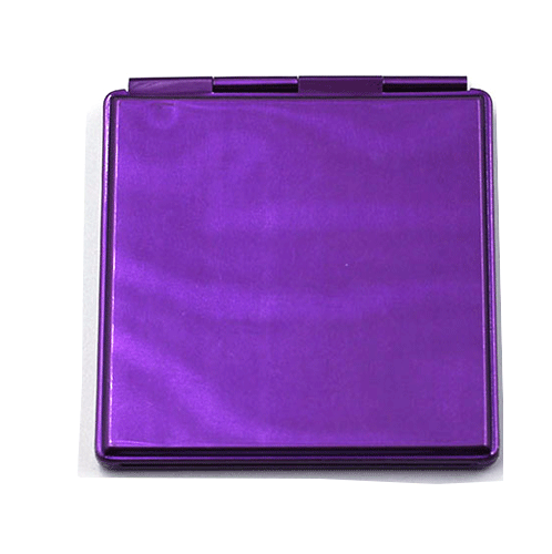 方形紫色广告促销铝化妆镜 轻巧便携双面礼品化妆镜