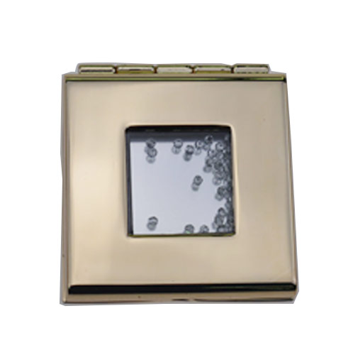 镀金方形锌合金礼品化妆镜工厂  高档镶钻小镜子
