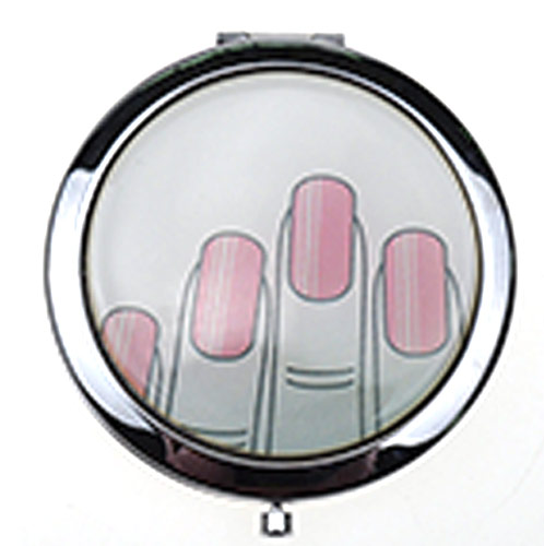 化妆赠品化妆镜 手指手绘不锈铁礼品镜