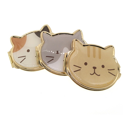 超萌猫猫镜子定制金属折叠随身化妆镜可爱卡通猫咪镜子